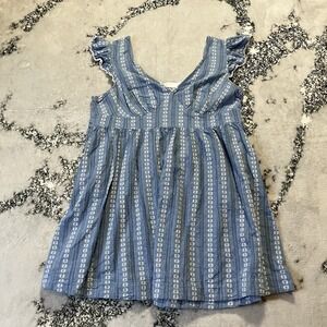 Peyton & Parker Dress Womens Sz 1X Blue White Floral Stripe Babydoll‎ Mini